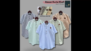 TABINA Atasan Kemeja Kurta Salur Anak Laki - Dewasa Lengan Pendek seri Khafi usia 2 tahun hingga XXL