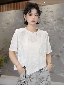 YINGDAI | Áo Thun Tay Ngắn Cổ Tròn Dáng Slim Fit Thời Trang Viền Không Đều