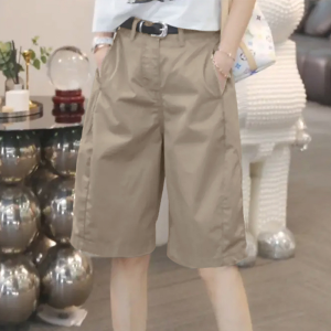 Shalldoer | Korean Minimalist Style Casual Five-Point Pants Womens Summer High Waist Slimming Workwear Trousers Fashionable Anti-Aging