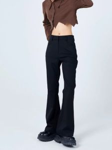 High Waist Straight Leg Suit Pants for plus Size Women Fall Collection Draping Elastic Slimming Black Hot Girl Style Casual Wear