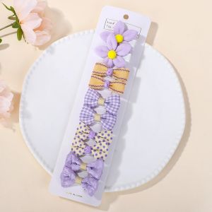 10Pcs/set Children Exquisite Hair Clip Lovely Bowknot Printing Cloth Hairgripes for Girls Boutique Hair Accessories