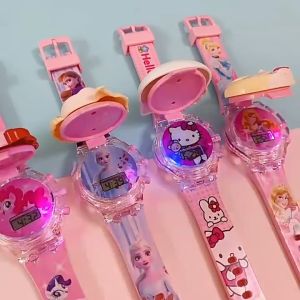 light music electronic watch for kids cartoon watch for girls Transformers Robot Transforming Watches Toys