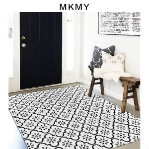 Black And White Tile Entrance Carpet Door Mat Kitchen Foot Pad Leather Waterproof No Wash Can Be Cut North Europe Style Home Use
