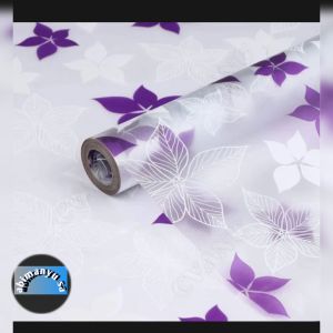 stiker kaca jendela motif bunga ungu  stiker kaca jendela motif  stiker kaca jendela sanblas  stiker sanblas motif L90