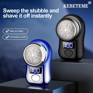 KEBETEME Portable Mens Electric Shaver Car Rechargeable Beard Shaver LCD Display Shaver