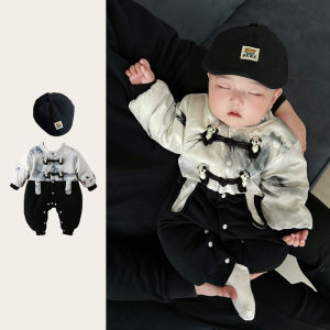 Baby Winter Clothes New Chinese Style Outfit One-Piece Suit for 3-24 Months Old Babies Boys Girls Polyester Fiber Fleece Lined