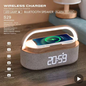 Portable Bluetooth Speaker Wireless Charging FM Radio Alarm Clock Sound Box Music Caixa De Som Charger Lamp Night Light Bocina