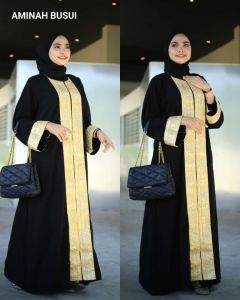 new!!! abaya hitam Exclusive Aminah busui jetblack saudi premium modis kekinian