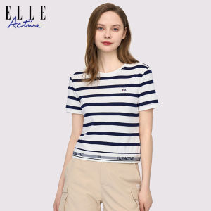 ELLE Active | Spring Summer French Stripe Short Sleeve Slim T-shirt