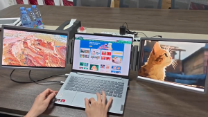 【24 Month Warranty】14"Portable Triple Monitor For Laptop Screen Extender Dual Video Visualizer FHD 1200P IPS Supported
