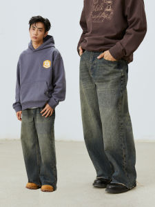 Goodliveable ลำลอง ขากว้าง กางเกงยีนส์ หลวม ตรง เดนิม กางเกง ฤดูใบไม้ร่วง ฤดูหนาว ลําลอง กางเกงขายาว อินเทรนด์ อเมริกันอ่อนเยาว์ ลำลอง