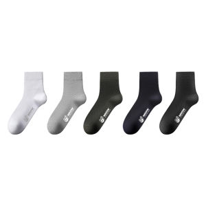 CMENIN 5 Pair Harajuku Cotton Man Socks Deodorant Antibacterial Mens Mid Tube Socks Breathable Anti Slip Sock Fashion MQL2B28368