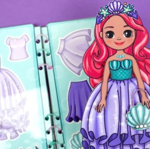 New DIY Little Mermaid House Paper Doll Dress-Up Quiet Book Childrens Toy Handmade Creative Folding And Cutting Paper Book