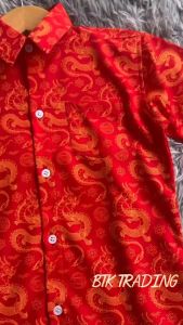 เสื้อเชิ้ต เสื้อตรุษจีน เด็กผู้ชาย เสื้อเชิ้ตเด็กแขนสั้น เสื้อเชิ้ตเด็กแขนสั้นลายตรุษจีน เสื้อเทศกาล ผ้าไหมอิตาลี  ใส่ได้ทั้ง หญิงและชาย เสื้อเชิ้ตคอปก ตรุษจีน มีไซส์เด็ก