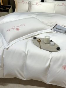 Summer 100 Naked Tencel Four-piece Suit With Double-sided Washed Silk Quilt Cover Embroidered Ice Silk Sheets Silky
