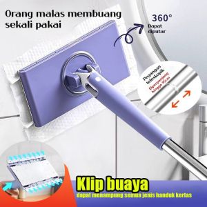 【COD】Sapu Pel Pembersih Lantai Pel Lantai Debu Basah Kering Disposable Ultrafine Serat Instalasi Mudah Penyimpanan Pembersihan Dust Mop 95cm