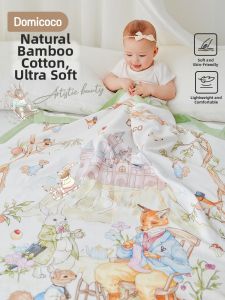 Domicoco | Chăn Bambou Cotton Cho Bé Dùng Quanh Năm Phù Hợp Với Máy Lạnh