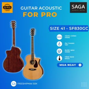 Đàn guitar acoustic Saga SF830GC full size 41 chính hãng Duy Guitar Store phân phối