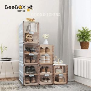 G304 NAPOLLY BEE BOX 2 SUSUN LEMARI SERBAGUNA TEMPAT SEPATU TEMPAT SKINCARE RAK LIPAT TRANSPARAN