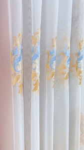Quinn Sheer Langsir Lace Bersulam Bunga Siap Jahit Cangkuk & Ring / Ready Made Day Curtain Hook Ring