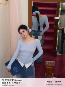 Áo Thun Dài Tay Thiết Kế Dáng Ôm Mùa Xuân 2025 Dành Cho Nữ Chất Liệu Cotton Pha Trộn Phong Cách Thường Ngày Thương Hiệu Wild R