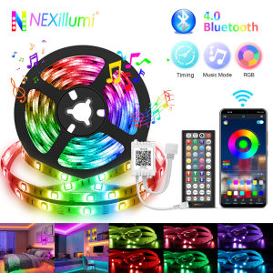 Nexillumi 5050 RGB LED Strip Lights 5m/10m/15m/20m/30m Bluetooth APP Control Music Sync Ribbon with 12V/24V Adapter for Decor