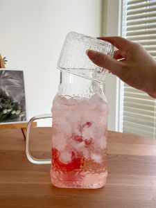 Retro Hammered Glass Cold Water Pot Large Capacity Heat Resistant Fashionable Drinking Cup Nordic Style Water Bottle for One