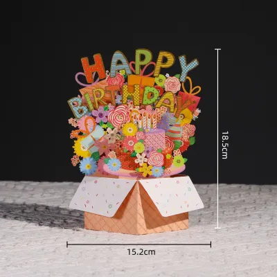 Handmade Birthday Greeting Card Beautiful Paper Sculpture Creative Design Thank You Cat Design Birthday Box Desktop Decoration Wishes