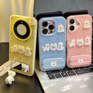 Cute Ins Style 3D West Highland Phone Case for iPhone 16/15 pro Max Xiaomi 15/14 Huawei Pura70 Mate70 Nova14 Cartoon Vivos30 Anti-Fall Soft Shell