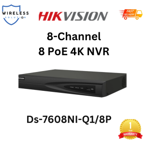 Hikvision DS-7608NI-Q1/8P 8 Channel NVR 1U 8 PoE 4K Network Video Recorder