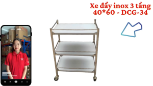 Xe đẩy DCG-34 - 40*60 - 3 tầng 3 tầng tiện lợi tối ưu hóa không gian Bánh xe linh hoạt di chuyển mượt mà Thiết kế phù hợp cả không gian nhỏ như thang máy WC