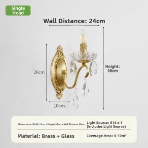MIYUN | Bronze Luxury Antique American Style Crystal Glass Wall Lamp