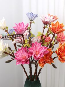 Modern Style Artificial Magnolia Flowers EVA Hand Feeling Moisture Proof Dining Room Entrance Decoration Living Room Decor