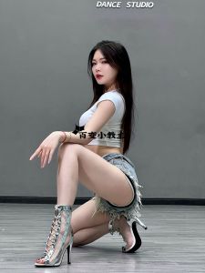 Bạc Cá Thắt Miệng Giày Cao Gót Của Vũ Công Jazz Dance Hở Mũi Mùa Hè Nhảy Múa Giày Sandal Size Lớn Trắng Thoáng Khí Giày