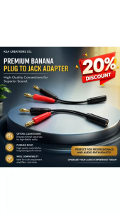 Speaker Cable Adapter 6-Inch | 1/4 Inch (6.35mm) Mono Female Jack to Dual Red Banana Plug Connector for Amplifiers Speakers & Audio Systems | Clear & Stable Sound Transmission