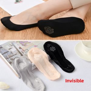 Summer Thin Silicone Anti-Slip Ice Silk Boat Socks Women Invisible Low Cut Cotton Bottom Anti-Lost Heel Breathable Cotton Socks