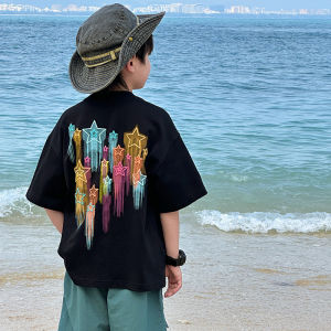 Áo Thun Cotton Tay Ngắn Mùa Hè Cho Bé Trai Áo Thun Cotton Thoáng Khí Thoải Mái Cho Bé Trai Từ 5-12 Tuổi Áo Thun in Họa Tiết