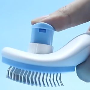 Cat Comb Gromming Hair Remover Brush for Dogs and Cats - Non-slip Grooming Tool with Stainless Steel Sikat Kucing Bulu