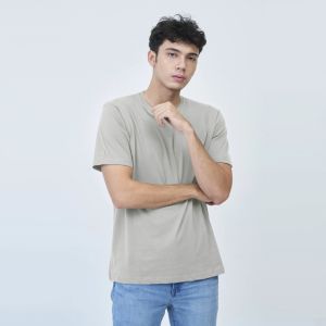 Kaos Polos Pria Oneck Lengan Pendek Bahan Katun Combed 30s Warna Light Gray