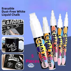 Water Soluble White Liquid Chalkboard Marker Pen Dust Free Graffiti Drawing Pen for Glass Blackboard Erasable Business Supplies