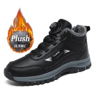 YCAMEL Winter Men Snow Boots Women ​Plush Flat Bottom Shoes For Men Waterproof Ankle Boots Winter Boots Male Snow  Hiking Boots Big Size 46 47 48