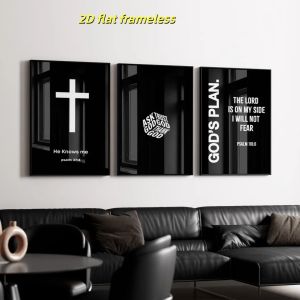 3 modern blue black and white Christian art canvas posters 2D flat printing frameless paintings for bedroom and living room de