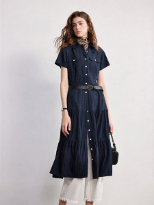 Toyouth | Textured Sense Summer New Intellectual Waist-defining Mid-length Shirt Dress