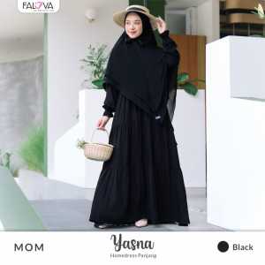 Falova Gamis Hitam Rayon Adem Homedress Yasna