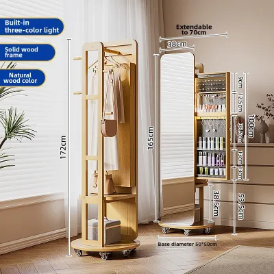 GUANGMANZHI | Rotatable Full Length Mirror with Hanger and Storage Cabinet