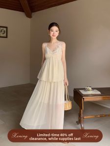 XXNING | Chân Váy Midi Phong Cách Pháp Cao Waist Ruffle Chất Liệu Đa Chi Tiết