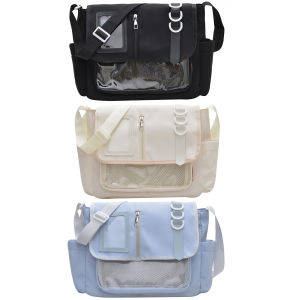 Y2K Japanese Crossbody Bag Solid Color School Bag Transparent Messenger Bag for Women Casual Daily Travel[Jocestyle Store]