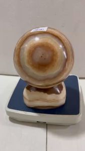 Quả cầu bi đá tự nhiên màu vàng vân gỗ đường kính 18cm nặng 11 kg cho người mệnh Kim và Thổ