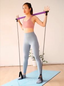 Pilates Bar Stick With Resistance Band Yoga Exercise Hip Buttock Home Workout Equipment Legs Fitness Palang Batang Elastik Senam Pinggang Punggung Kaki