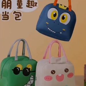 (Funny Face) Portable Reusable Lunch Box Bag Bento Keep Warm Thermal Bag Insulated Carry Cooler Lunch Bag Microwave Safe